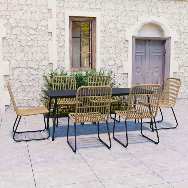 vidaXL 7-delige Tuinset poly rattan en glas bruin, foto 2