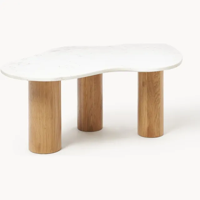 Westwing Collection Marmeren salontafel Naruto in organische vorm Wit