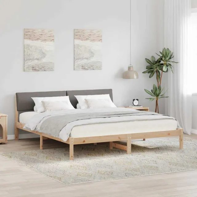 vidaXL Bedframe Bruin en taupe 200 x 200 cm Massief grenenhout