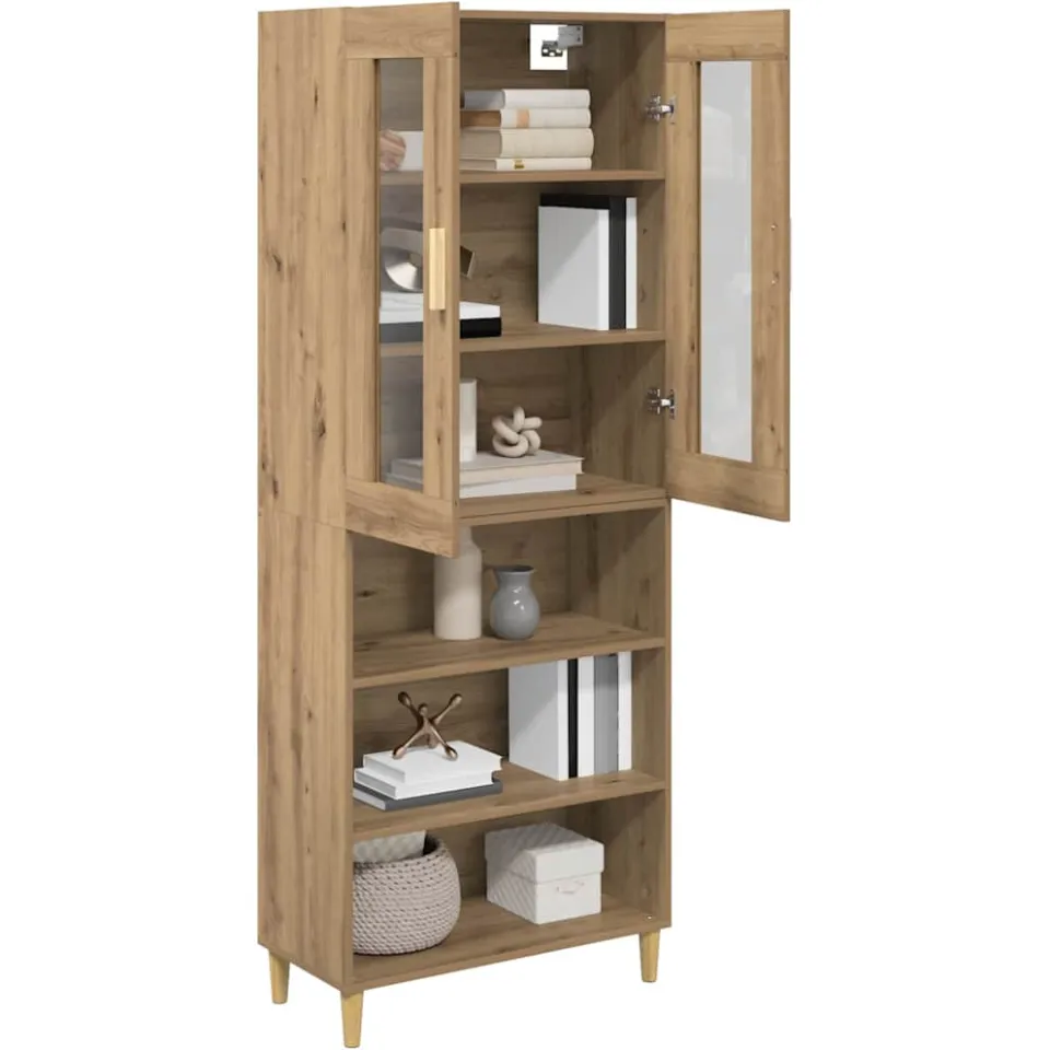 vidaXL Hoge kast Artisan Eiken 69,5 x 34 x 180 cm Bruin