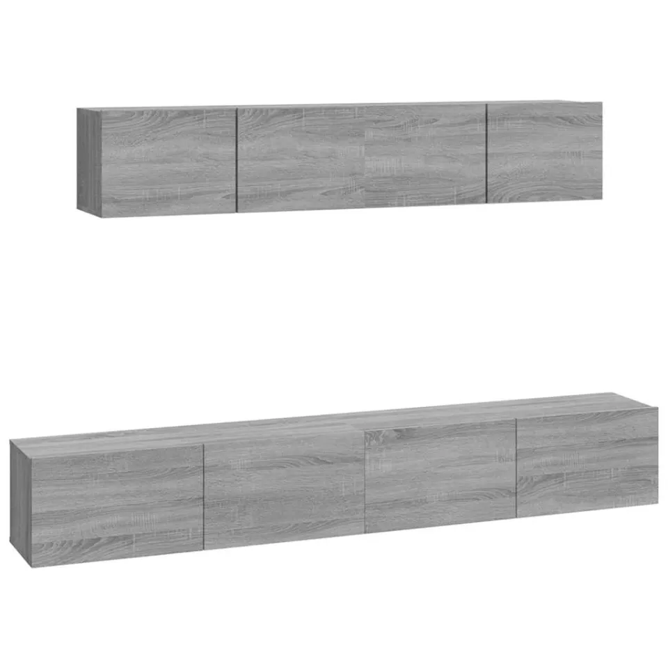 vidaXL 4-delige Tv-meubelset bewerkt hout grijs sonoma eikenkleurig, foto 3