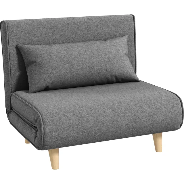 Homona Slaapfauteuil - Met 6 standen verstelbare rugleuning en kussen - Linnenlook - 94 x 78 x 80 cm - Grijs