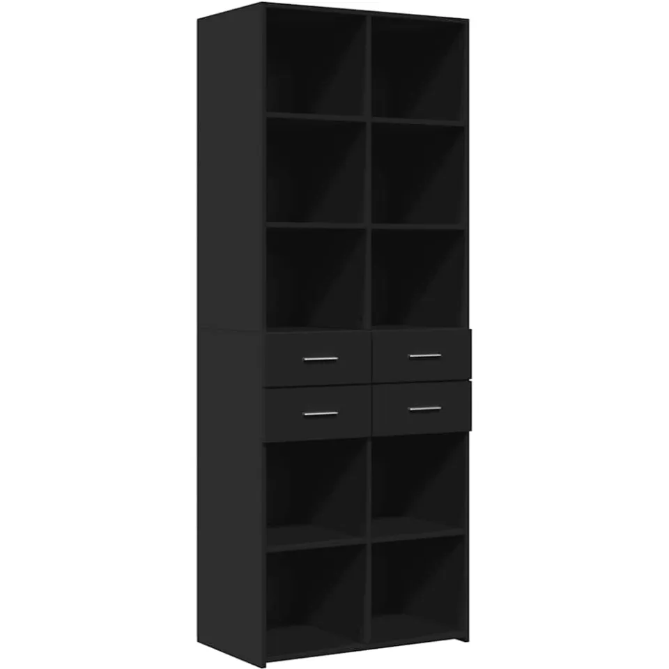 vidaXL Hoge kast 70x42,5x185 cm bewerkt hout zwart, foto 3