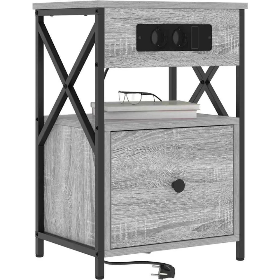 vidaXL Nachtkastje 2 st Grijs Sonoma 40 x 31 x 60 cm Bewerkt hout