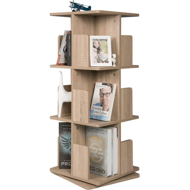 Bolt Edge Draaibare Boekenkast - Modern - Oak - Hout - 3 lagen - 39x39x97cm Eiken