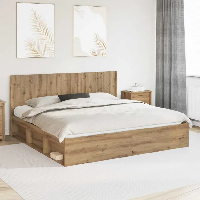 vidaXL Hoofdbord Artisanaal eiken Bewerkt hout Bruin