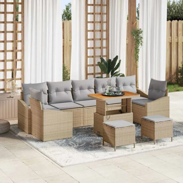 vidaXL Tuinbankenset 10 st Beige poly rattan, foto 2