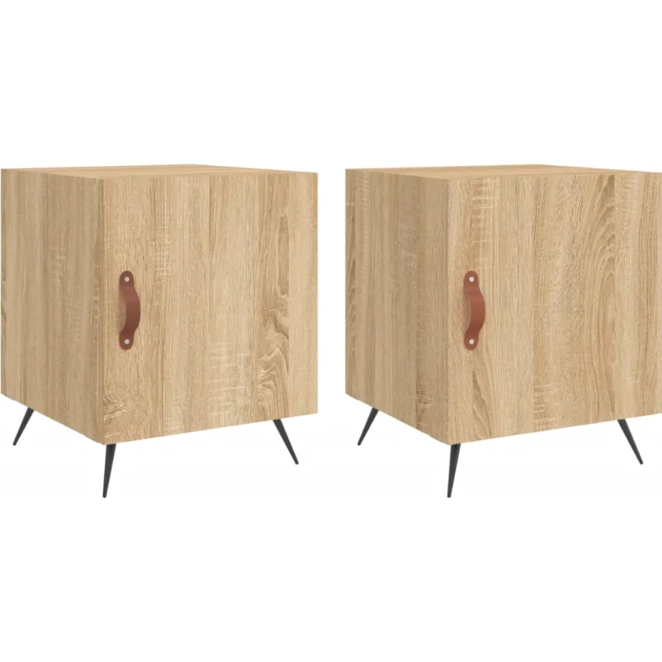 vidaXL Nachtkastjes 2 st 40x40x50 cm bewerkt hout sonoma eikenkleurig, foto 3