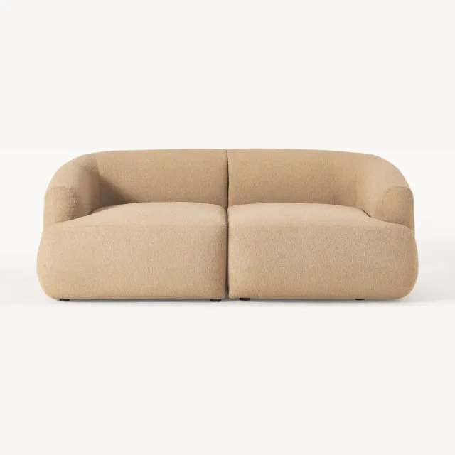 Westwing Collection Modulaire bouclé bank Sofia (2-zits) beige