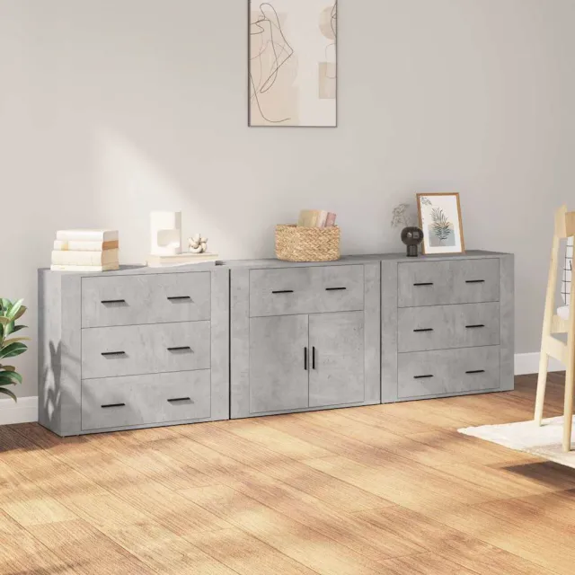 vidaXL Dressoirs 3 st bewerkt hout betongrijs grijs, foto 2