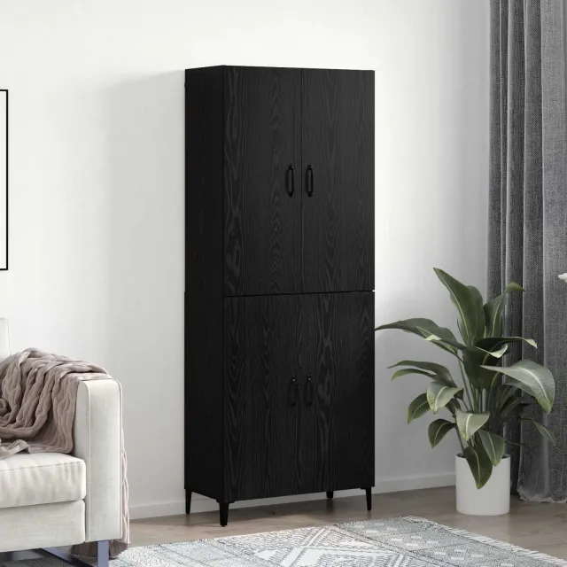 vidaXL Hoge kast 2 st Zwart Eiken 69,5 x 34 x 180 cm Bewerkt hout, foto 2