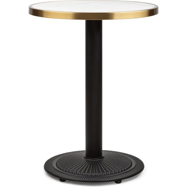 Blumfeldt Patras Jewel bistrotafel - Art Nouveau stijl tuintafel, wit 57,5 cm Ø marmeren tafelblad, 75 cm hoog, voor binnen en buiten, weerbestendig, rond gietijzeren onderstel, zwart Zwart / Wit Marmer