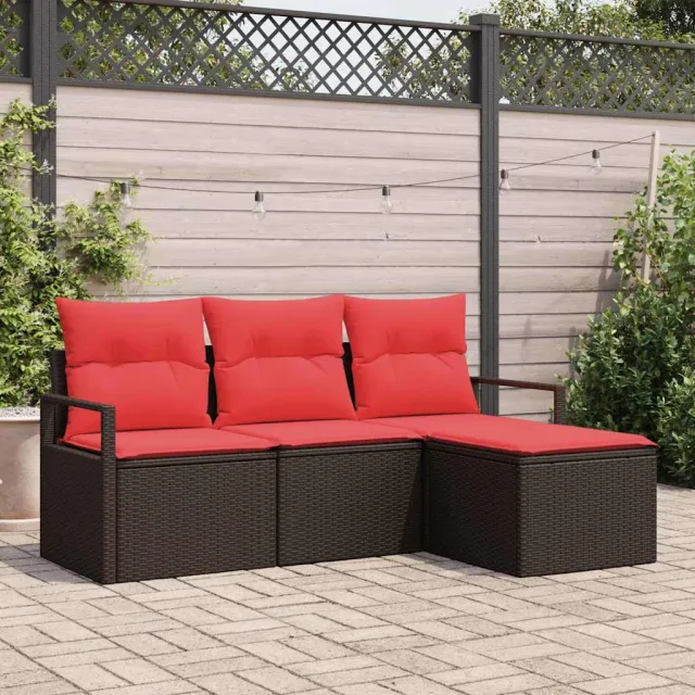 vidaXL Bankstel 4 st Bruin poly rattan, foto 2
