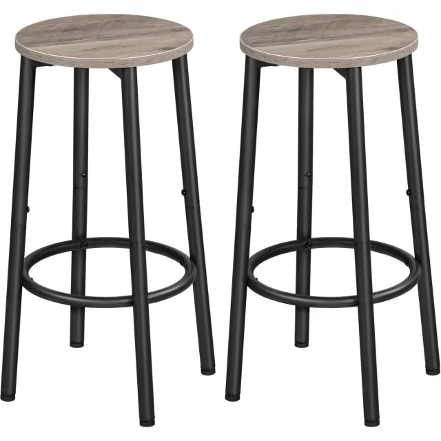 Ibenzoa Robuuste Metalen Barkrukken Set – 2 Stuks met Verstelbare Voeten – Geschikt voor Keuken en Bar Zwart