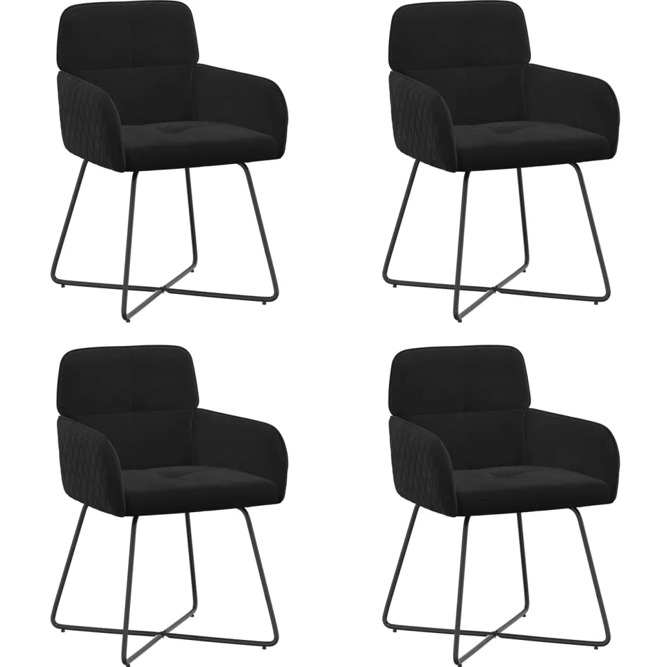vidaXL Eettafelstoelen 4 st fluweel Zwart 59 x 56,5 x 86 cm, foto 3