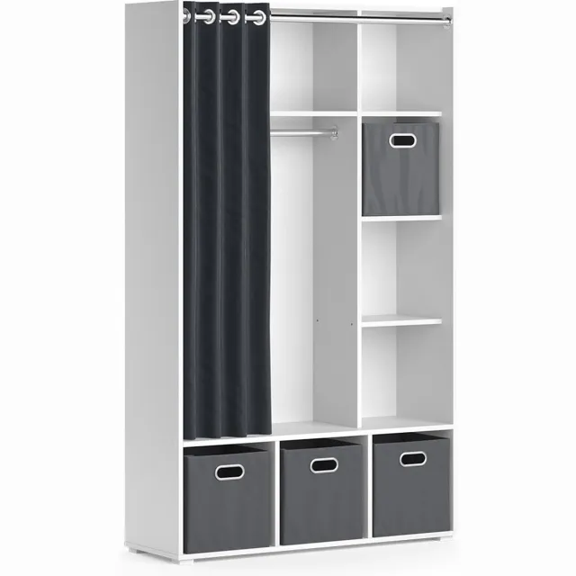 Vicco Luigi Kledingopslagkast – 38 x 178.1 cm Met vouwboxen (grijs) Wit