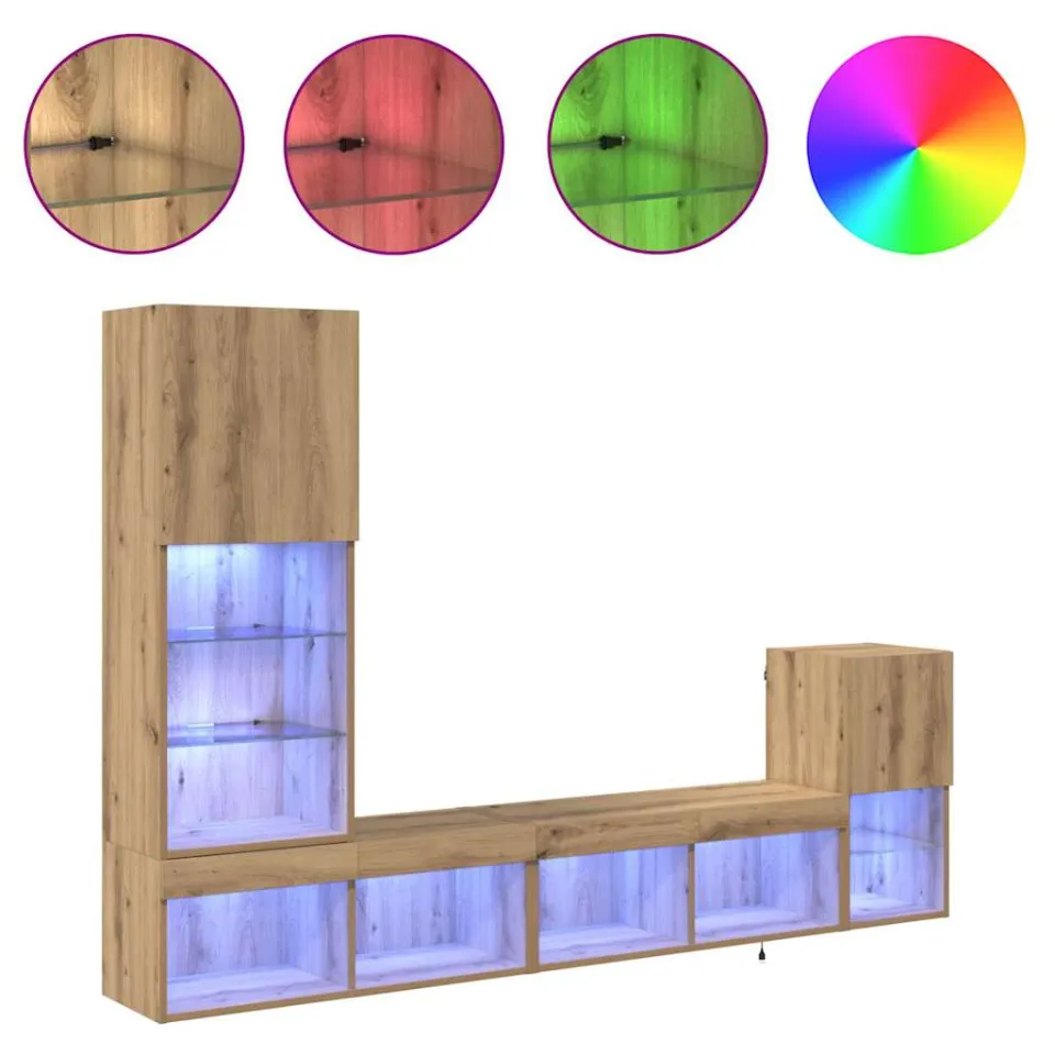 vidaXL TV Wandmeubels 4 st Artisan Eiken Bewerkt hout, foto 4