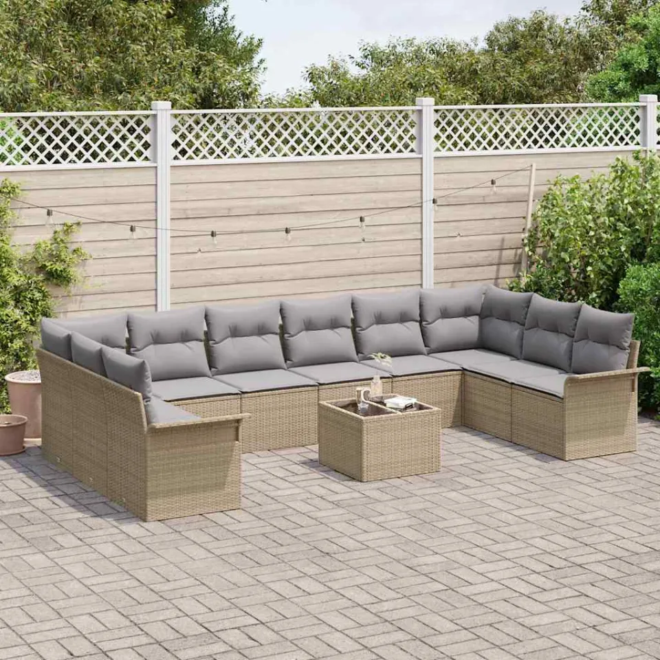 vidaXL Tuin Sofa Set 11 st Zwart poly rattan, foto 3