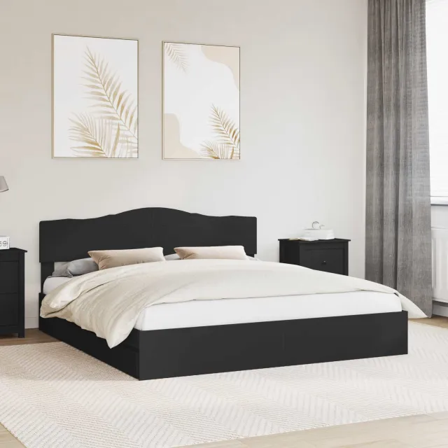 vidaXL Opslag bed met lade met opslag Zwart 200 x 200 cm Bewerkt hout