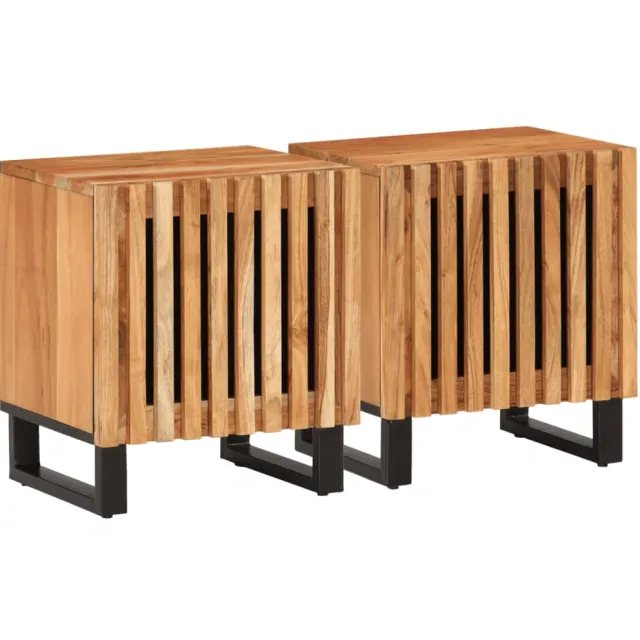 vidaXL Nachtkastjes 2 st 40x34x46 cm massief acaciahout Bruin