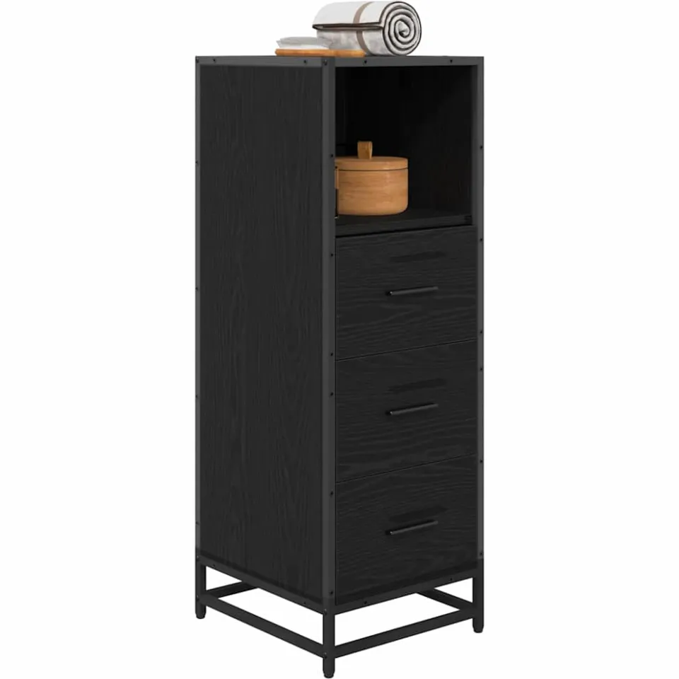 vidaXL Badkamermeubelset Zwart Eiken 35 x 37,5 x 100 cm Bewerkt hout