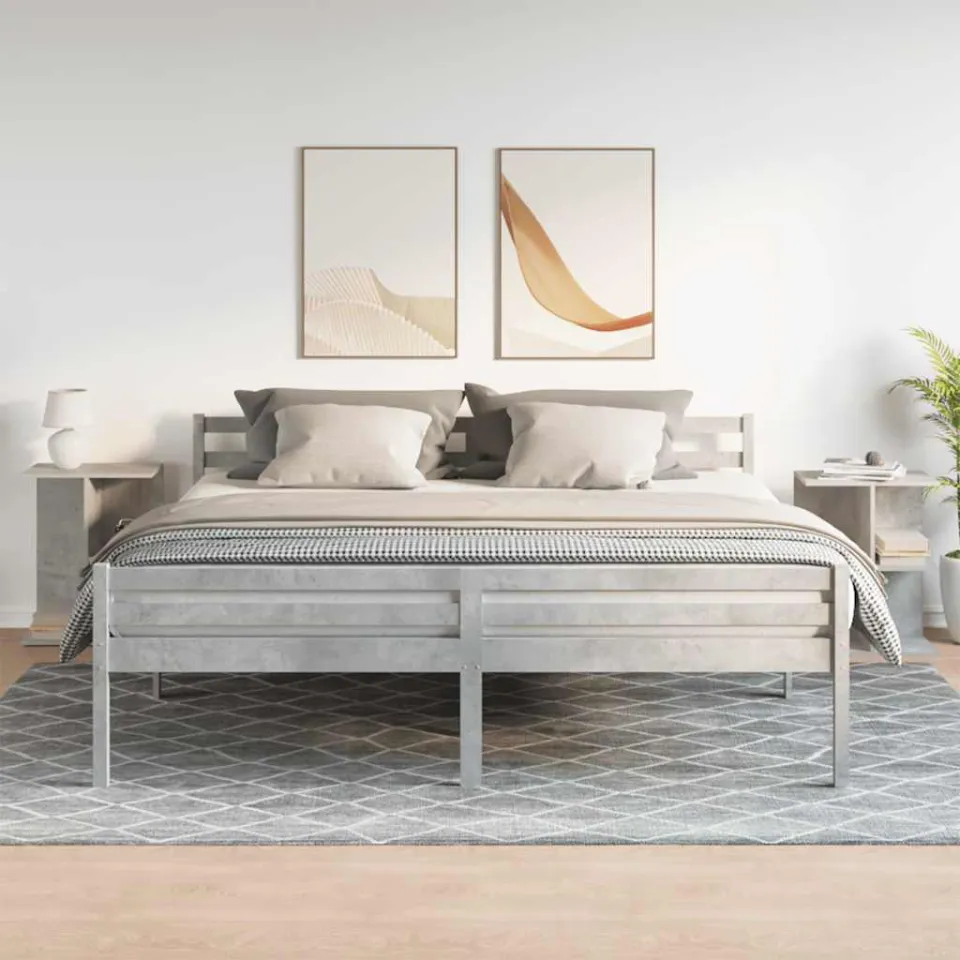 vidaXL Nachtkastjes 2 st 46,5x29x61 cm bewerkt hout betongrijs grijs, foto 2