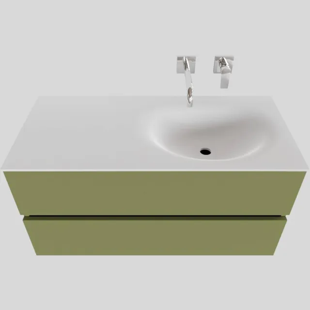 Boss & Wessing Badkamermeubel Solid Surface BWS Stockholm 100x46 cm Rechts Mat Groen (zonder kraangat)