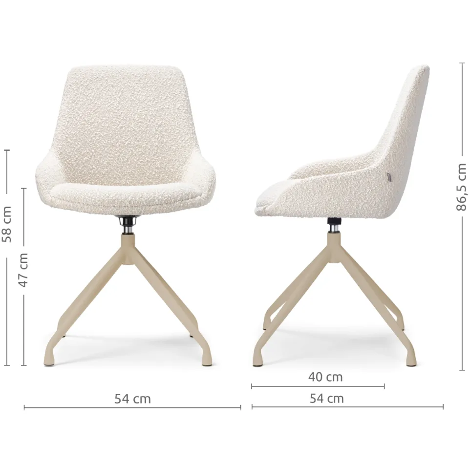 Nolon Nola-Isa draaibare eetkamerstoel bouclé beige - beige onderstel, foto 2
