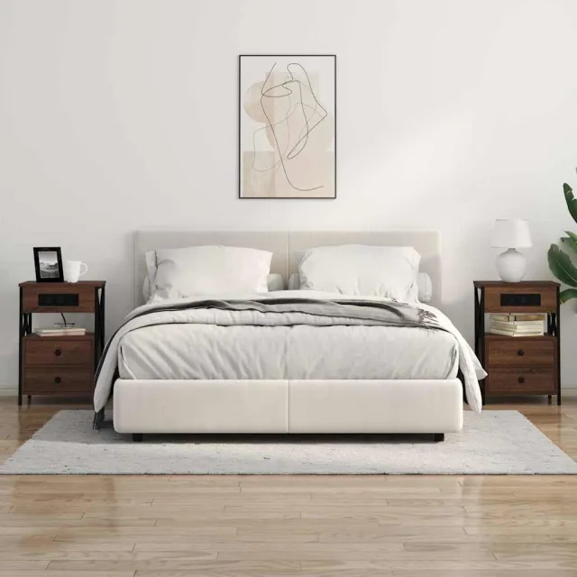 vidaXL Nachtkastje 2 st Bruin Eiken 40 x 31 x 60 cm Bewerkt hout, foto 2