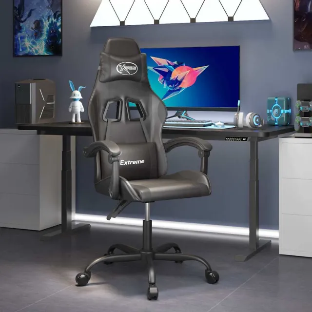 vidaXL Gamestoel draaibaar kunstleer zwart, foto 2