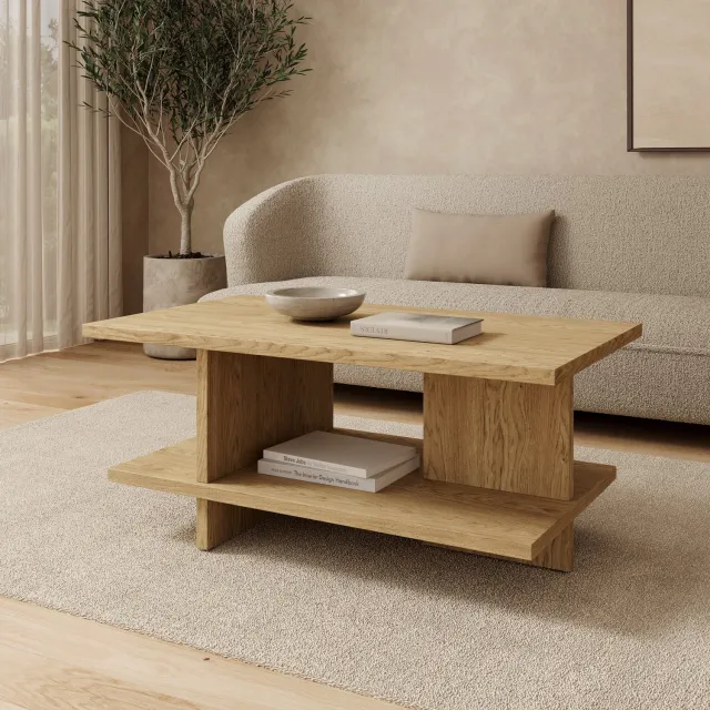 MEUBELLA Tarei - Salontafel - Eikenpatroon - 106x60x46 cm Bruin