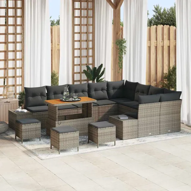 vidaXL Tuinbankenset 13 st Grijs poly rattan, foto 2