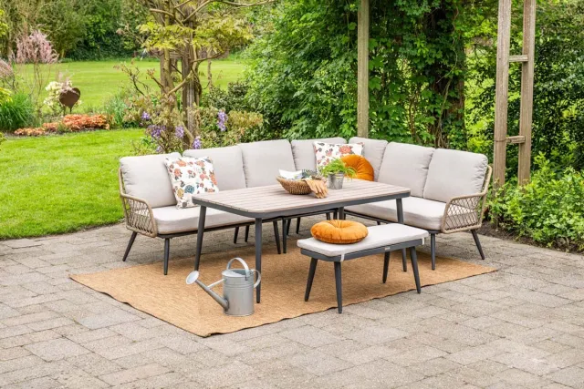 Garden Impressions GI Allasio lounge-dining hoekset (6-delig) - Carbon black/Zand Antraciet/Bruin/Zwart/Zand