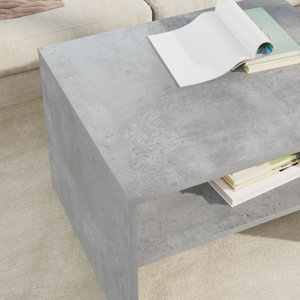 vidaXL Salontafel Beton Grijs 60 x 50 x 40 cm Bewerkt hout, foto 4