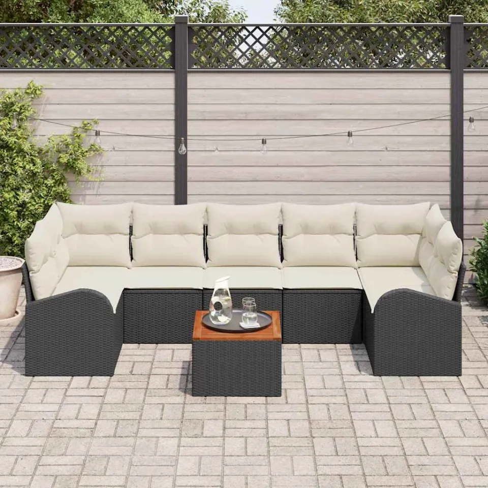 vidaXL Tuinbankenset 8 st Zwart poly rattan, foto 3