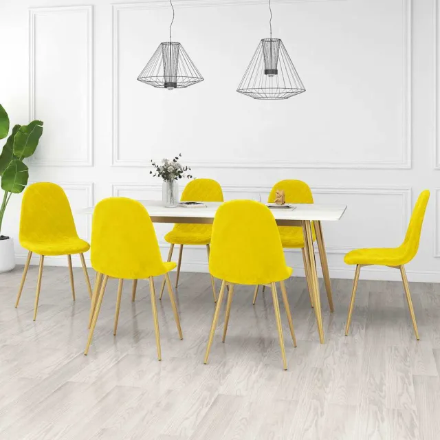 vidaXL Eetkamerstoelen 6 st fluweel mosterdgeel, foto 2