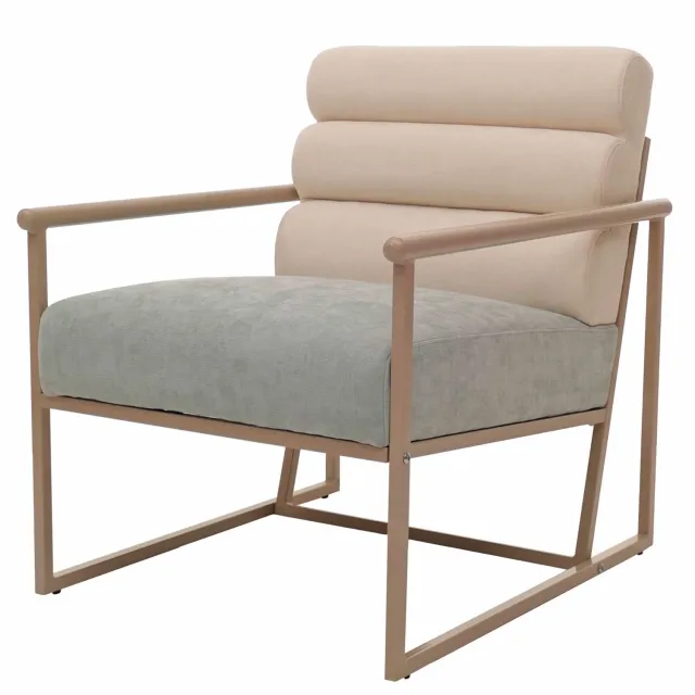 MCW Loungefauteuil MCW-O38, cocktail-/gestoffeerde fauteuil, clubfauteuil, stof/textiel (420 g/m²) metaal MVG ~ beige, bekleding blauwgroen