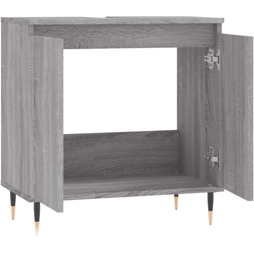 vidaXL Badkamerkast 58x33x60 cm bewerkt hout grijs sonoma eikenkleurig, foto 4