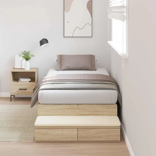 vidaXL Opbergbedframe met lade Sonoma Eiken 80 cm Bewerkt hout Bruin