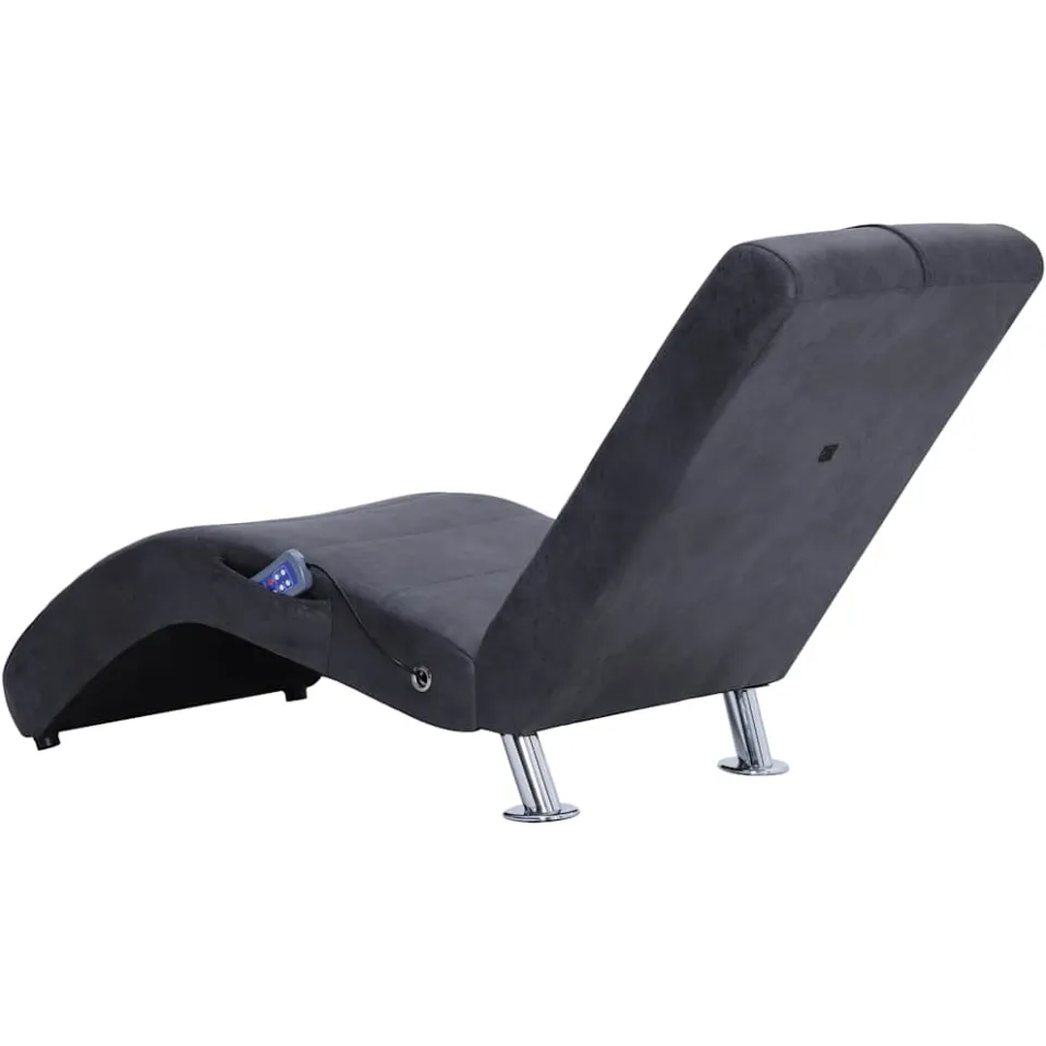 vidaXL Massage chaise longue met kussen kunstsuède grijs, foto 4