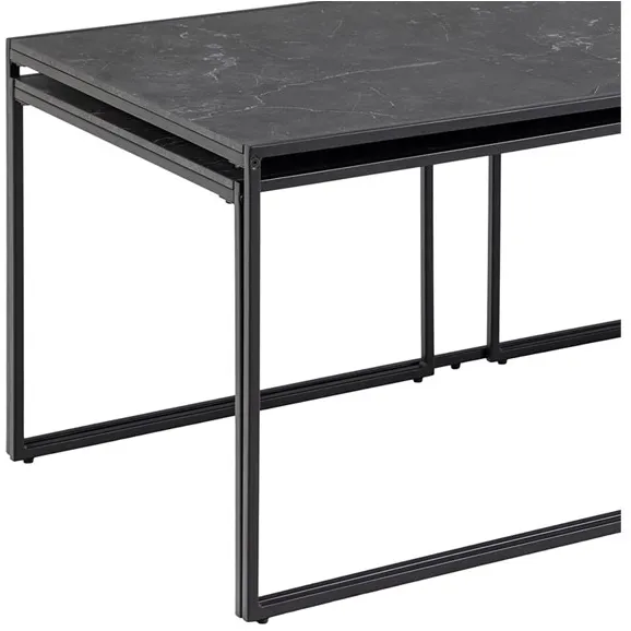 Lisomme Imke salontafel marmerlook antraciet - set van 3, foto 3