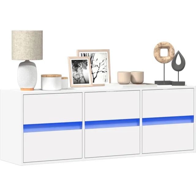 vidaXL Tv-wandmeubel met LED-verlichting 130x31x45 cm wit, foto 2