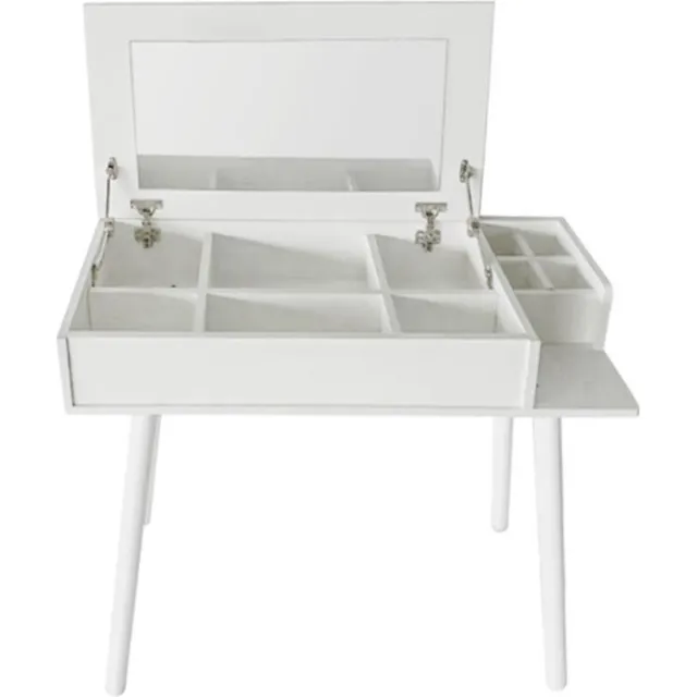 VDD Kaptafel make up visagie opmaaktafel bureau met inklapbare spiegel 90 cm breed Wit