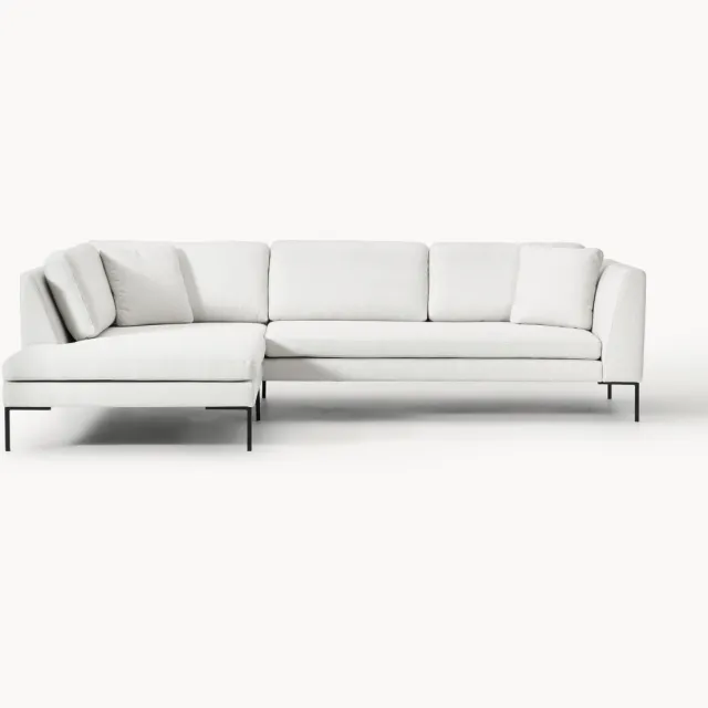 Westwing Collection Hoekbank Emma met metalen poten Wit