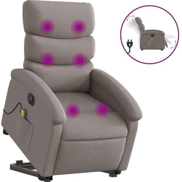 vidaXL Sta-op-massagestoel - elektrisch - verstelbaar - stof - taupe