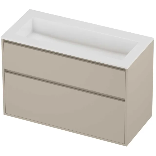 Proline Aristo Badmeubelset Polystone Elegant 100x46x67 cm Glans Wit Soft Linen Beige