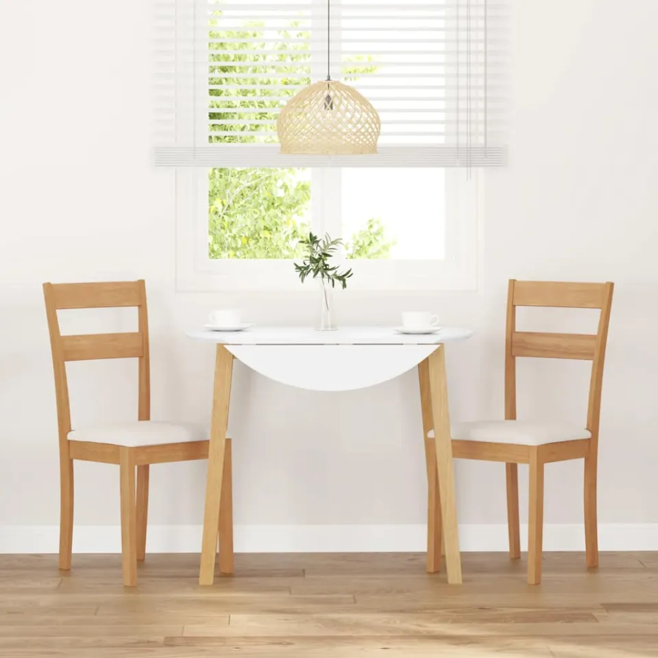 vidaXL Eetkamerstoelen met kussens 2 st massief hout naturel rubber, foto 3