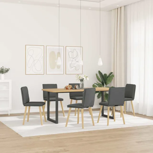 vidaXL Eetkamerstoelen 6 st stof donkergrijs grijs, foto 2