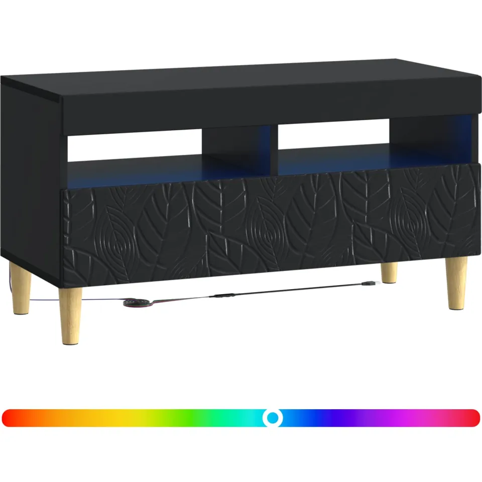 vidaXL LED tv-meubel Zwart Bewerkt hout, foto 2