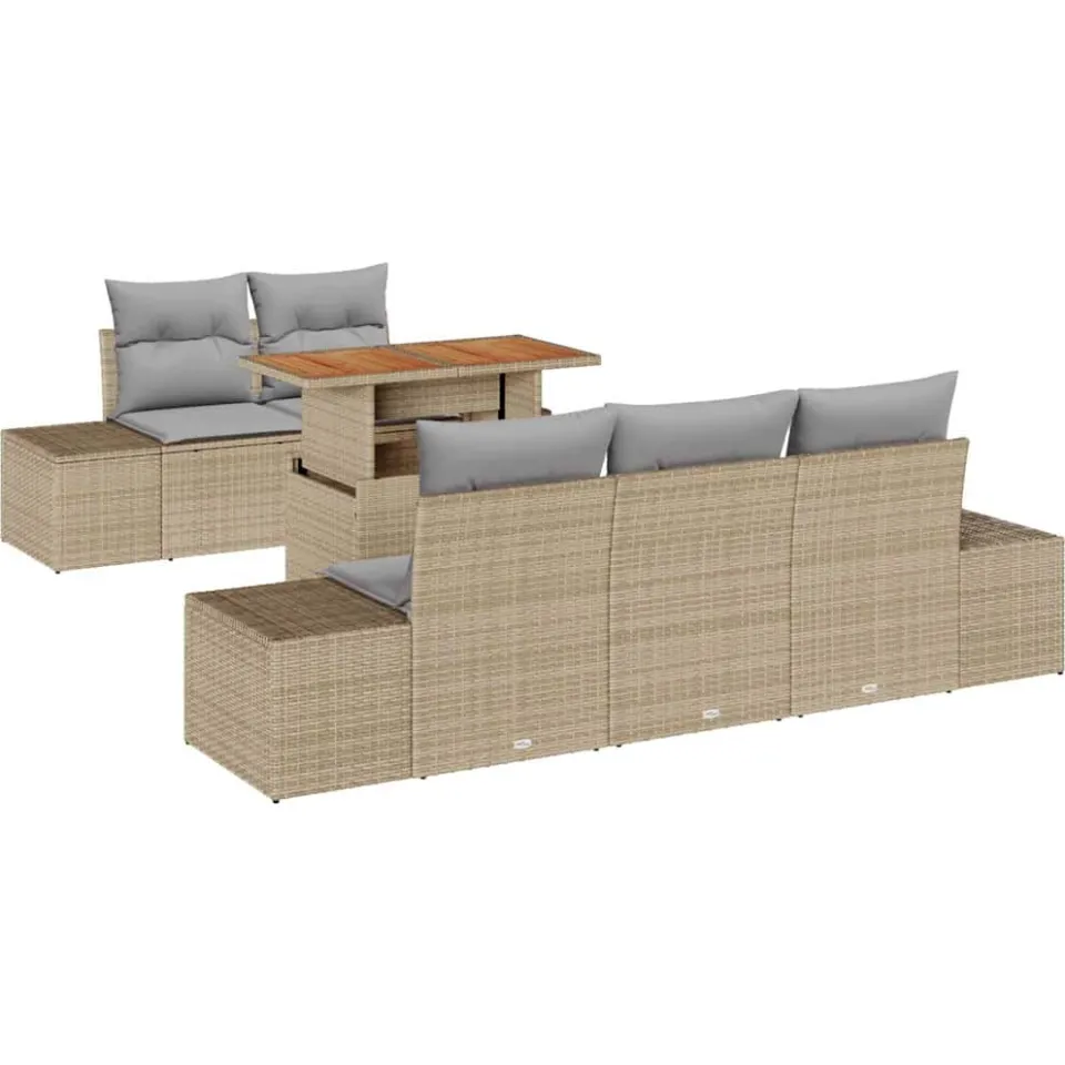 vidaXL Tuin Sofa Set 6 st Beige Poly riet